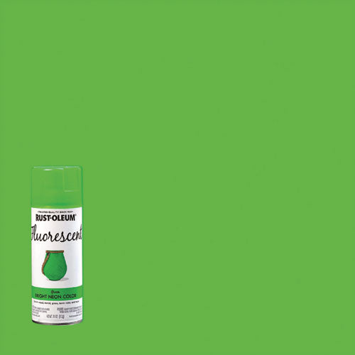 Image of Rust-Oleum® Specialty Fluorescent Spray Paint, Flat Fluorescent Green, 11 oz Aerosol Can, 6/Carton