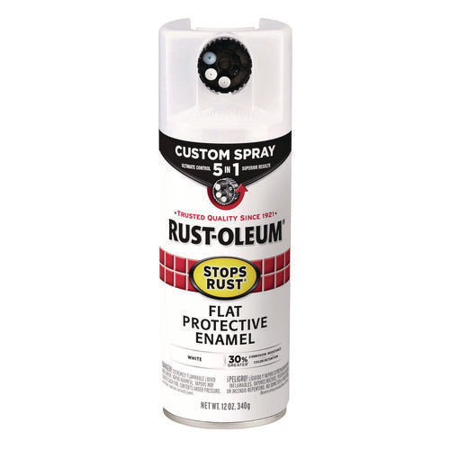 Image of Rust-Oleum® Stops Rust 5-in-1 Spray Paint, Flat White, 12 oz Aerosol Can