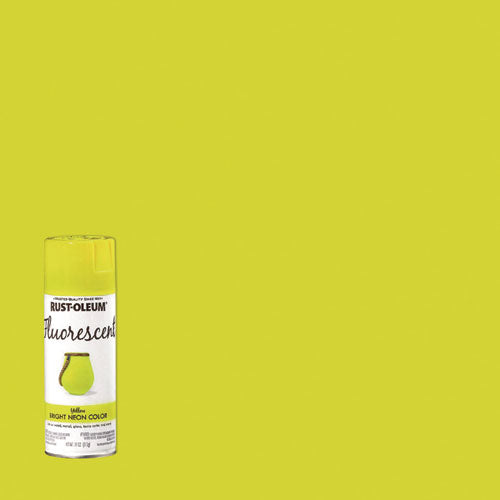 Image of Rust-Oleum® Specialty Fluorescent Spray Paint, Flat Fluorescent Yellow, 11 oz Aerosol Can, 6/Carton