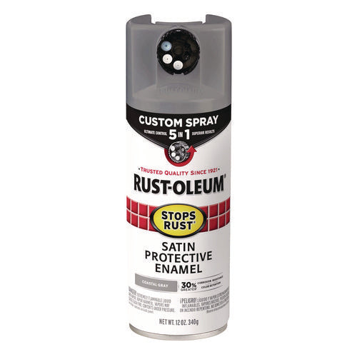 Image of Rust-Oleum® Stops Rust 5-in-1 Spray Paint, Satin Coastal Gray, 12 oz Aerosol Can
