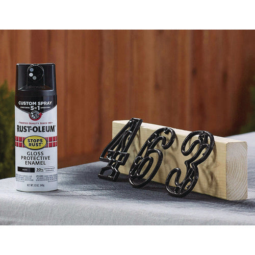 Image of Rust-Oleum® Stops Rust 5-in-1 Spray Paint, Gloss Black, 12 oz Aerosol Can