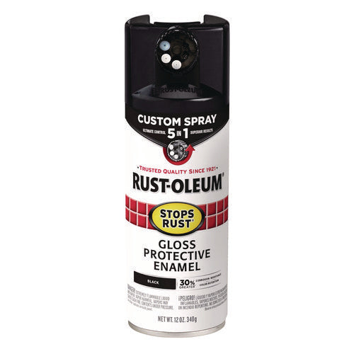 Image of Rust-Oleum® Stops Rust 5-in-1 Spray Paint, Gloss Black, 12 oz Aerosol Can