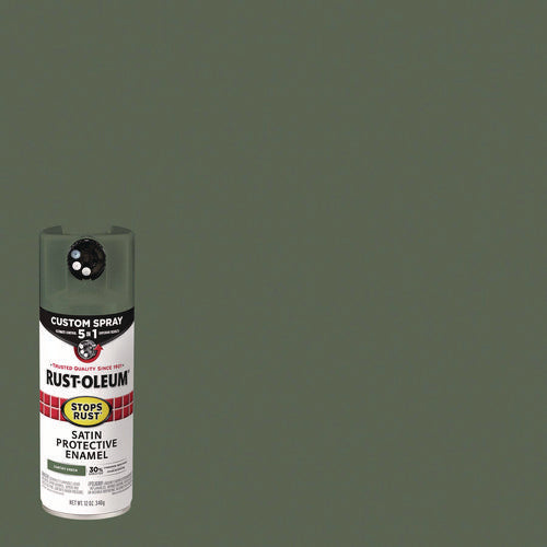 Image of Rust-Oleum® Stops Rust 5-in-1 Spray Paint, Satin Earthy Green, 12 oz Aerosol Can