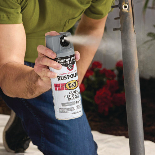 Image of Rust-Oleum® Stops Rust 5-in-1 Spray Paint, Satin Coastal Gray, 12 oz Aerosol Can, 6/Carton