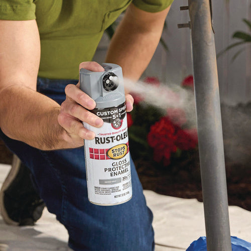Image of Rust-Oleum® Stops Rust 5-in-1 Spray Paint, Satin Coastal Gray, 12 oz Aerosol Can, 6/Carton