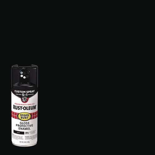 Image of Rust-Oleum® Stops Rust 5-in-1 Spray Paint, Gloss Black, 12 oz Aerosol Can, 6/Carton
