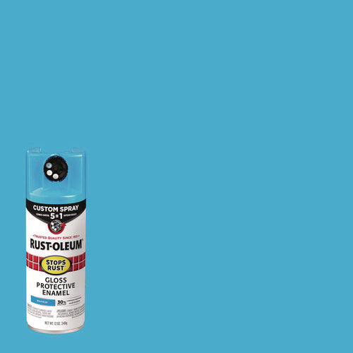 Image of Rust-Oleum® Stops Rust 5-in-1 Spray Paint, Gloss Maui Blue, 12 oz Aerosol Can, 6/Carton