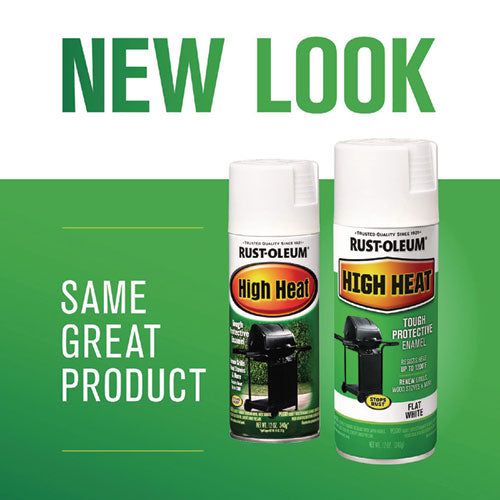 Image of Rust-Oleum® High Heat Enamel Spray Paint, Flat White, 12 oz Aerosol Can, 6/Carton