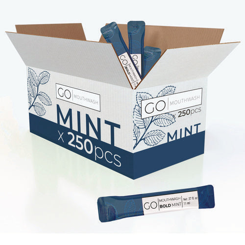 Image of Go Mouthwash Individual Mouthwash Packets, Bold Mint Flavor, 0.37 oz Packet, 250/Box
