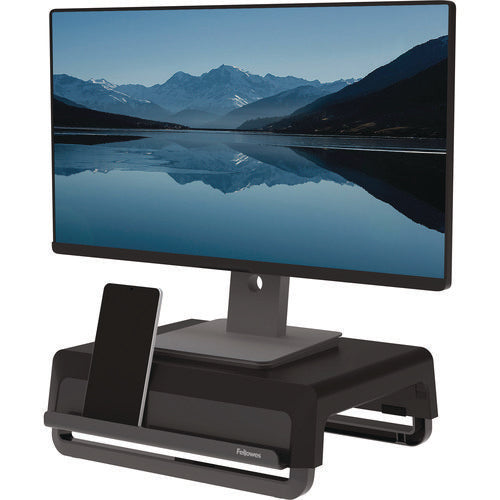 Image of Fellowes® Breyta Monitor Stand, 13.94" x 11.97" x 3.25" to 6", Black, Supports 33 lbs