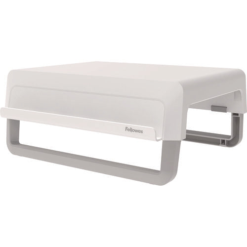 Image of Fellowes® Breyta Monitor Stand, 13.94" x 11.97" x 3.25" to 6", White, Supports 33 lbs