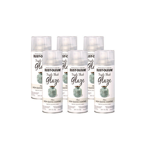 Image of Rust-Oleum® Specialty Triple Thick Glaze Spray Paint, High Gloss Clear, 12 oz Aerosol Can, 6/Carton