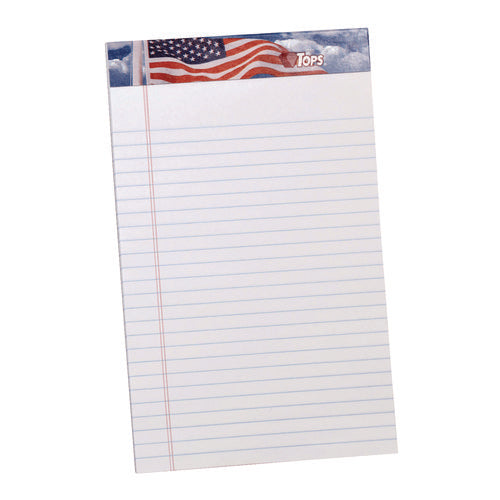 Image of TOPS American Pride Writing Pad, Narrow Rule, Red/white/blue Headband, 50 White 5 X 8 Sheets, 12/pack