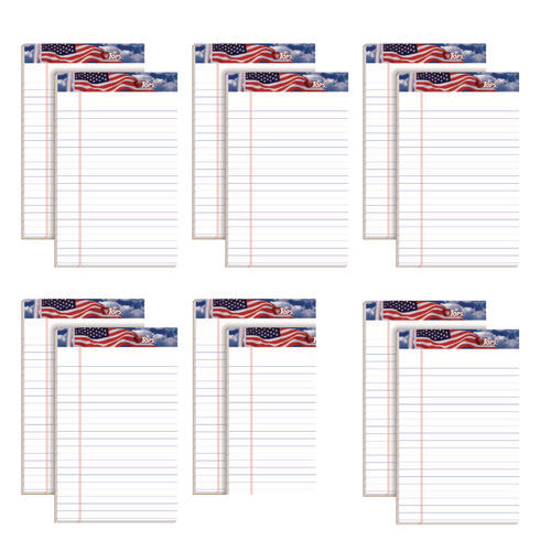 Image of TOPS American Pride Writing Pad, Narrow Rule, Red/white/blue Headband, 50 White 5 X 8 Sheets, 12/pack