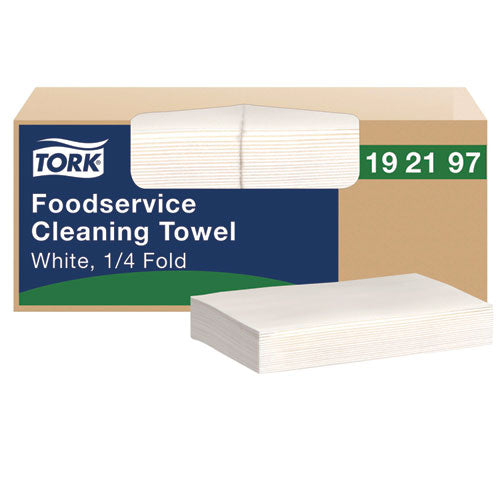 Image of Tork® Foodservice Cleaning Towel, 1-Ply, 5 x 10.75, White, 150 Sheets/Carton