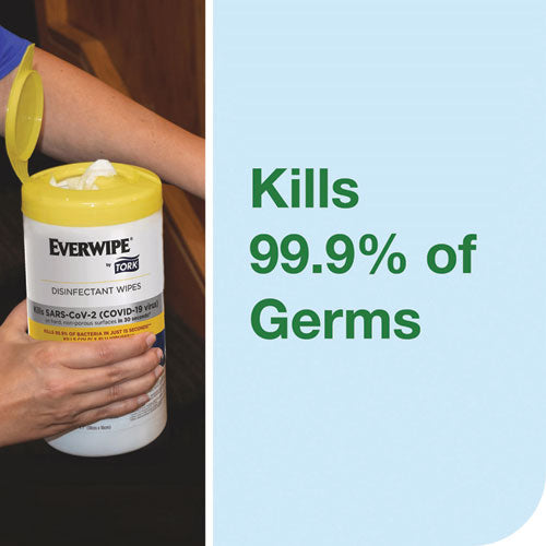 Image of Tork® Disinfectant Wipe Canisters, 1-Ply, 7 x 7, Lemon, White, 75 Sheets/Canister, 6/Carton
