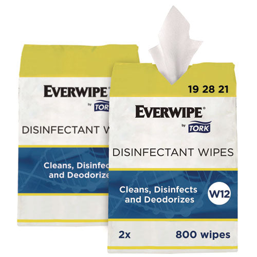 Image of Tork® Disinfectant Wipe Jumbo Rolls, 1-Ply, 8 x 6, Lemon, White, 800 Sheets, 2/Carton