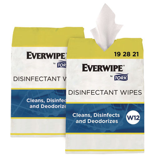 Image of Tork® Disinfectant Wipe Jumbo Rolls, 1-Ply, 8 x 6, Lemon, White, 800 Sheets, 2/Carton