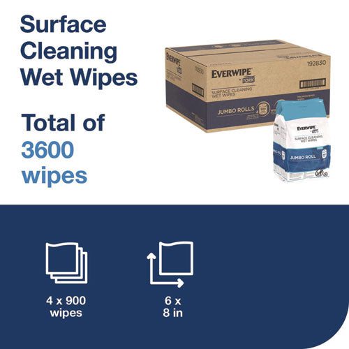 Image of Tork® Surface Cleaning Wet Wipe, 1-Ply, 6 x 6, Lemon, White, 900 Sheets, 4/Carton