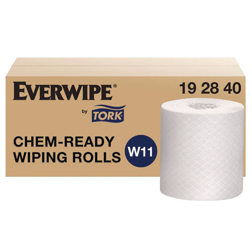 Image of Tork® Chem-Ready Wiping Rolls, 1-Ply, 12 x 5.25, White, 180 Sheets, 6 Rolls/Carton