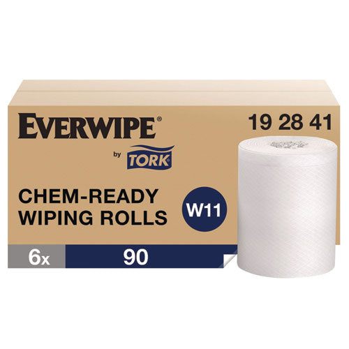 Image of Tork® Chem-Ready Wiping Rolls, 1-Ply, 12 x 12, White, 90 Sheets, 6 Rolls/Carton