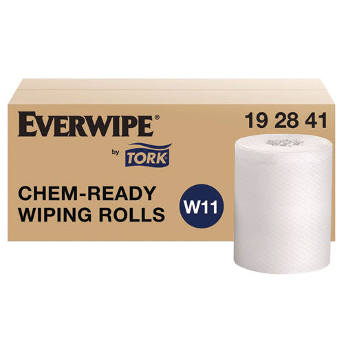 Image of Tork® Chem-Ready Wiping Rolls, 1-Ply, 12 x 12, White, 90 Sheets, 6 Rolls/Carton