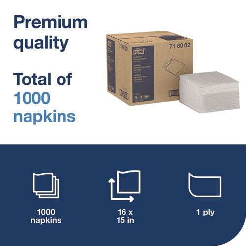 Image of Tork® LinStyle Dinner Napkin, 1-Ply, 15 x 16, White, 1,000/Carton
