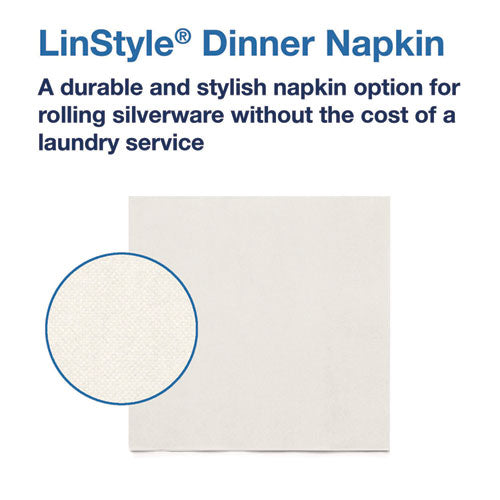 Image of Tork® LinStyle Dinner Napkin, 1-Ply, 15 x 16, White, 1,000/Carton