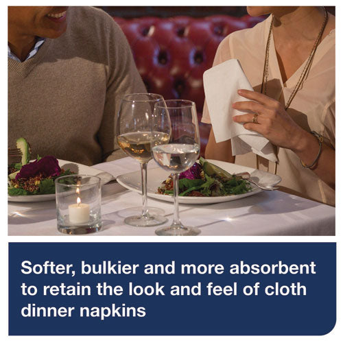 Image of Tork® LinStyle Dinner Napkin, 1-Ply, 15 x 16, White, 1,000/Carton