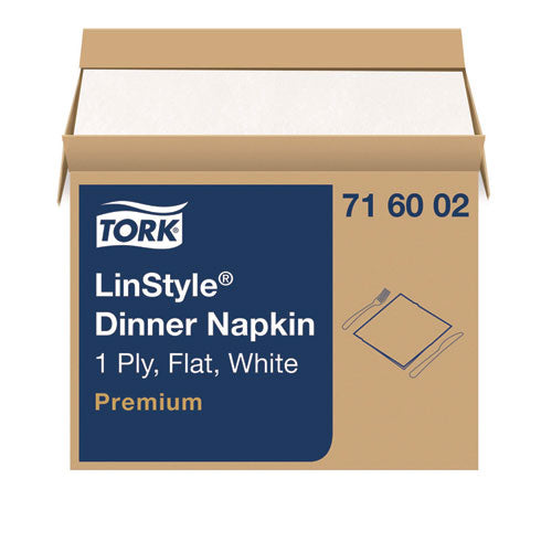 Image of Tork® LinStyle Dinner Napkin, 1-Ply, 15 x 16, White, 1,000/Carton