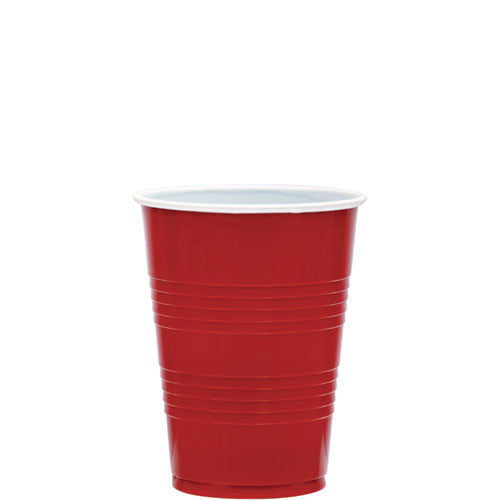 Image of Dart® SOLO Party Plastic Cold Drink Cups, 16 oz, Red, 24/Pack, 25 Packs/Carton