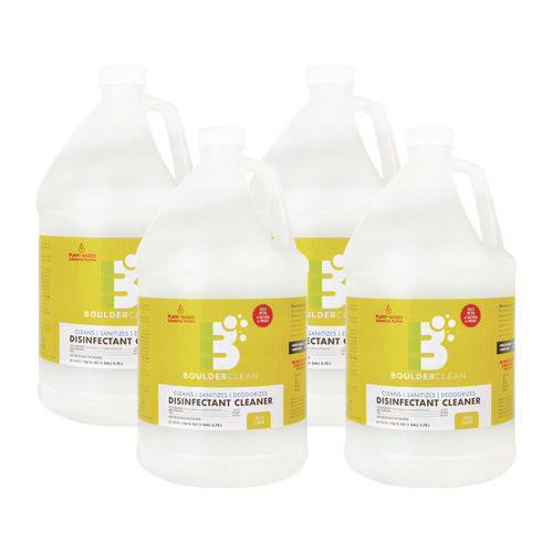 Image of Boulder Clean Disinfectant Cleaner, Lemon Scent, 128 oz Bottle, 4/Carton