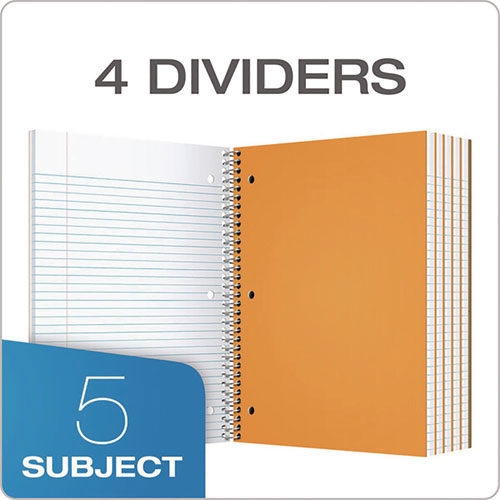 Image of Oxford Coil-Lock Wirebound Notebook, 3-Hole Punch, 5-Subject, College Rule, Randomly Assorted Covers, (200) 11 x 8.5 Sheets