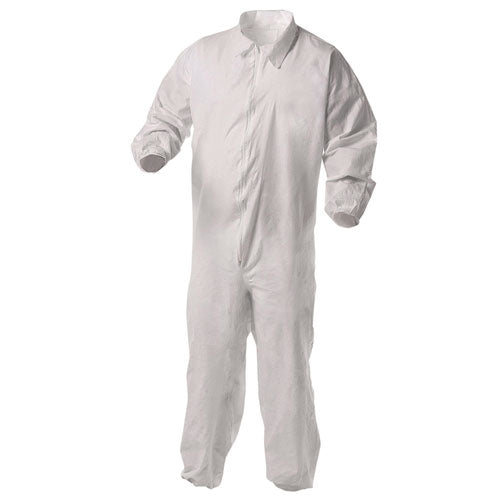 Image of KleenGuard KGA35 Liquid and Particle Protection Coveralls, Elastic Wrist and Ankles, Large, White, 25/Carton