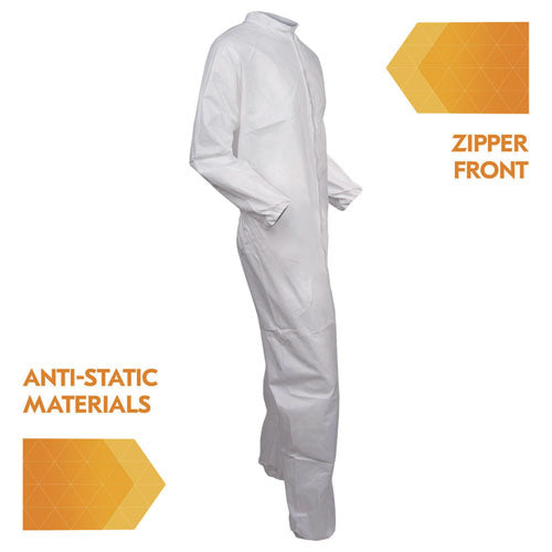 Image of KleenGuard KGA35 Liquid and Particle Protection Coveralls, Elastic Wrist and Ankles, Large, White, 25/Carton