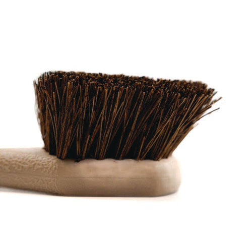 Image of Boardwalk® Utility Brush, Brown Palmyra Fiber Bristles, 5.5" Brush, 14.5" Tan Plastic Handle