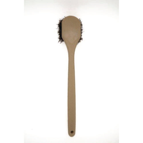 Image of Boardwalk® Utility Brush, Brown Palmyra Fiber Bristles, 5.5" Brush, 14.5" Tan Plastic Handle