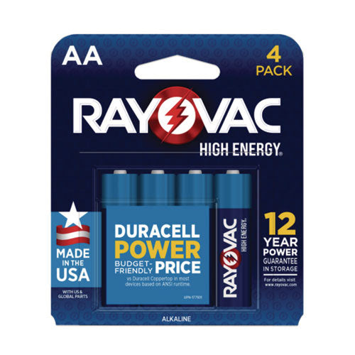 Image of Rayovac® High Energy Premium Alkaline Aa Batteries, 4/pack
