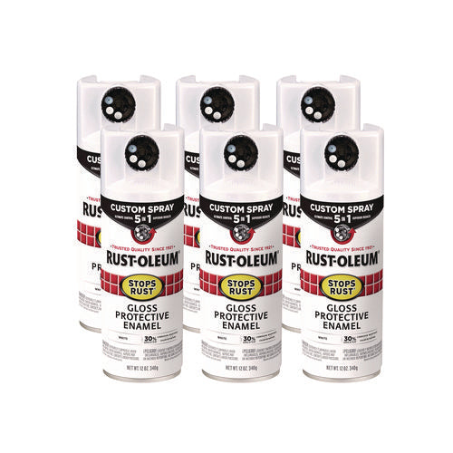 Image of Rust-Oleum® Stops Rust 5-in-1 Spray Paint, Gloss White, 12 oz Aerosol Can, 6/Carton