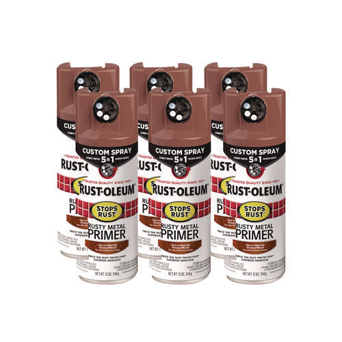 Image of Rust-Oleum® Stops Rust 5-in-1 Spray Paint, Rusty Metal, 12 oz Aerosol Can, 6/Carton
