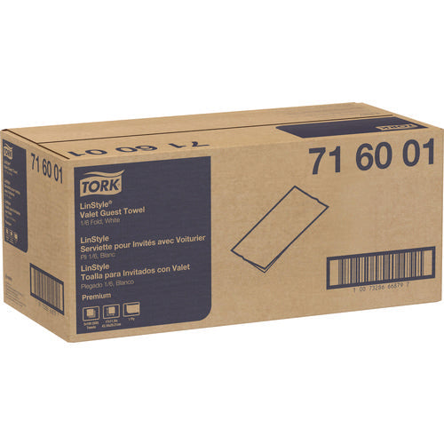 Image of Tork® LinStyle Valet Guest Towel, 1-Ply, 11.5 x 17, White, 100/Pack, 5 Packs/Carton