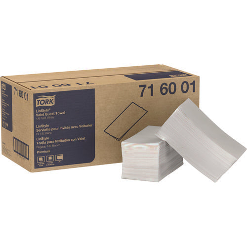 Image of Tork® LinStyle Valet Guest Towel, 1-Ply, 11.5 x 17, White, 100/Pack, 5 Packs/Carton