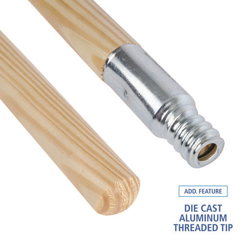 Image of Boardwalk® Metal Tip Threaded Hardwood Broom Handle, 0.94" dia x 60", Natural