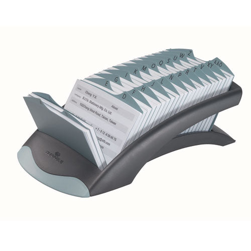 Image of Durable® Telindex Desk Address Card File, Holds 500 2.88 X 4.13 Cards, 5.13 X 9.31 X 3.56, Plastic, Graphite/black