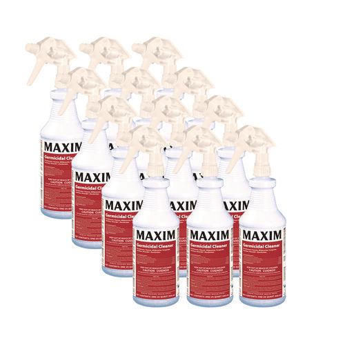 Image of Maxim® Germicidal Cleaner, Lemon Scent, 32 Oz Bottle, 12 Bottles And 1 Trigger Sprayer/carton