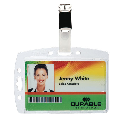 Image of Durable® Id/security Card Holder Set, Vertical/horizontal, Clip, Clear, 25/pack
