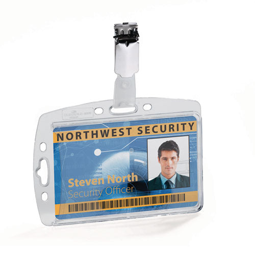 Image of Durable® Id/security Card Holder Set, Vertical/horizontal, Clip, Clear, 25/pack