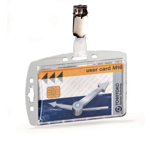 Image of Durable® Id/security Card Holder Set, Vertical/horizontal, Clip, Clear, 25/pack