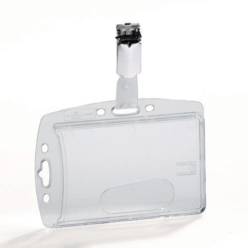 Image of Durable® Id/security Card Holder Set, Vertical/horizontal, Clip, Clear, 25/pack
