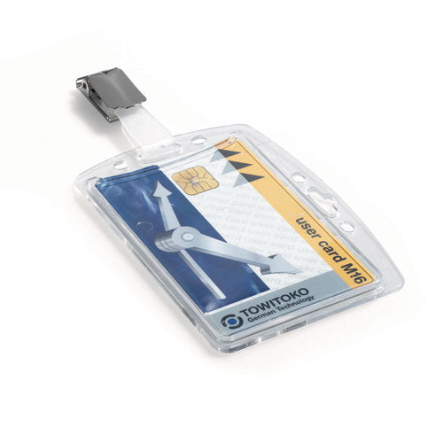 Image of Durable® Id/security Card Holder Set, Vertical/horizontal, Clip, Clear, 25/pack